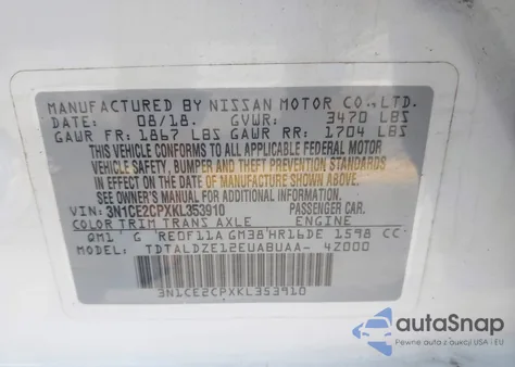 2019 Nissan Versa Note Sv from USA, damaged, VIN 3N1CE2CPXKL353910